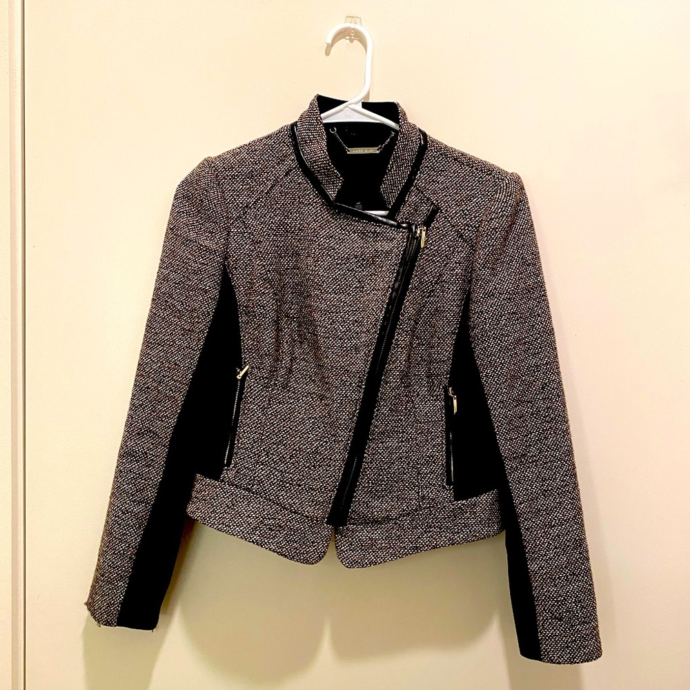 White House Black Market Tweed Blazer Jacket with Zipper